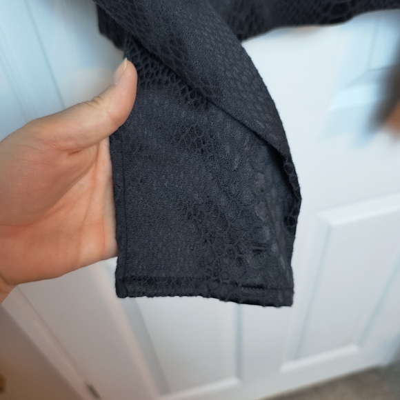 Do+Be Black Rushed Puff Sleeve Geometric Crop Top Gothic Sexy M whimsygoth - Picture 4 of 10